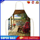 Lakeside Cabin Linen Apron Waterproof Kitchen Bibs Home Pinafore (68x55cm)