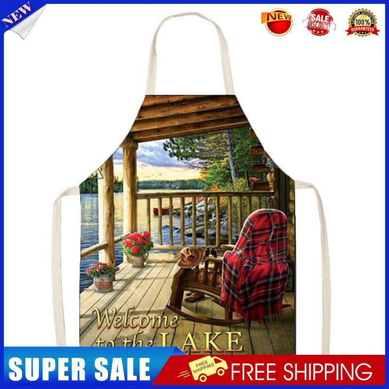 Lakeside Cabin Linen Apron Waterproof Kitchen Bibs Home Pinafore (68x55cm)