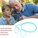 Flexible Soft Plastic Glasses Straw Kids Party Unique Drinking Tube (Blue) Newly
