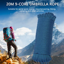 20m 9 Strand Cores Parachute Cord Lanyard for Survival Camp Climbing Rope Hiking