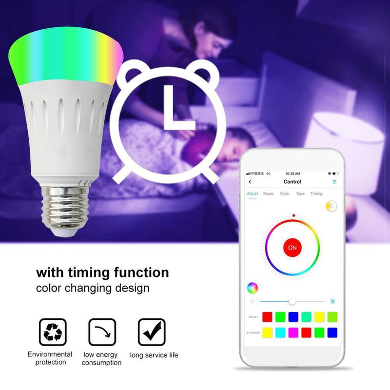 E27 Smart LED Bulb Lamp 85-265V Dimmable Voice APP Remote Control Home RGB Light