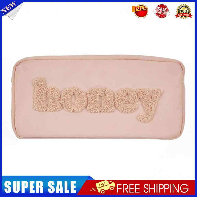 Cosmetic Bag Embroidered Letters Makeup Pouch Portable Clutches Large for T