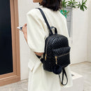 Fashion Women Lattice Pattern PU Pure Color Backpack Casual Ladies Small Handbag
