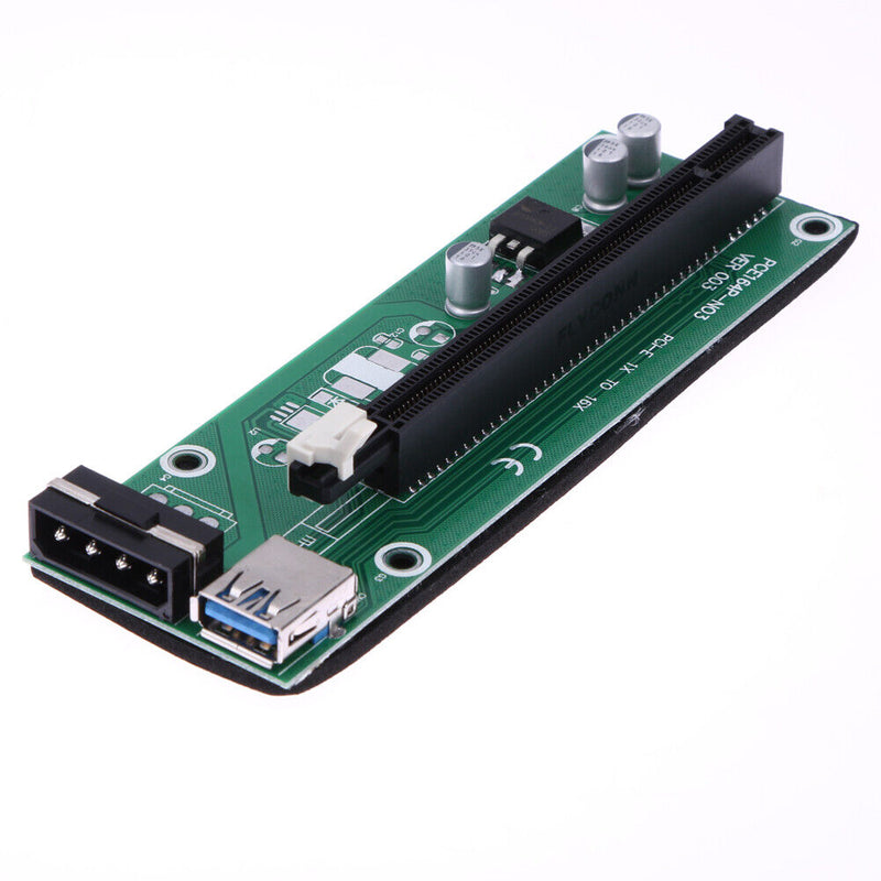 USB 3.0 PCI-E Express 1x to 16x Extender Riser Card Adapter SATA Power Cabl