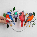 Color Birds on A Wire, Stained Glass  Window Hanging Panel (2) Newly