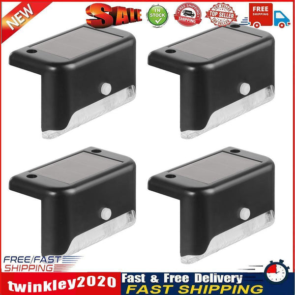 4pcs LED Solar Lamp Outdoor Stair Garden Fence Step Wall Lights (Warm) Newly