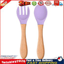 Baby Wooden Silicone Feeding Spoon Toddlers BPA-free Tableware (2) Newly