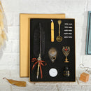 Retro with Nib Ink Bottle Calligraphy Feather Writing Dip Pen Kit (Black) Newly