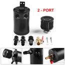 Reservoir Oil Fuel Catch Can Kit 2 Port Oil Tank w/ Drain Valve Breather Filter