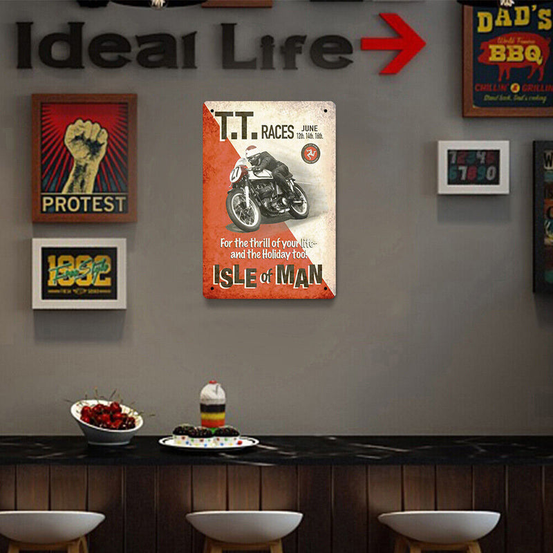 Metal Signs TT Motorcycle Competition Iron Painting Wall Art Poster 20x30cm