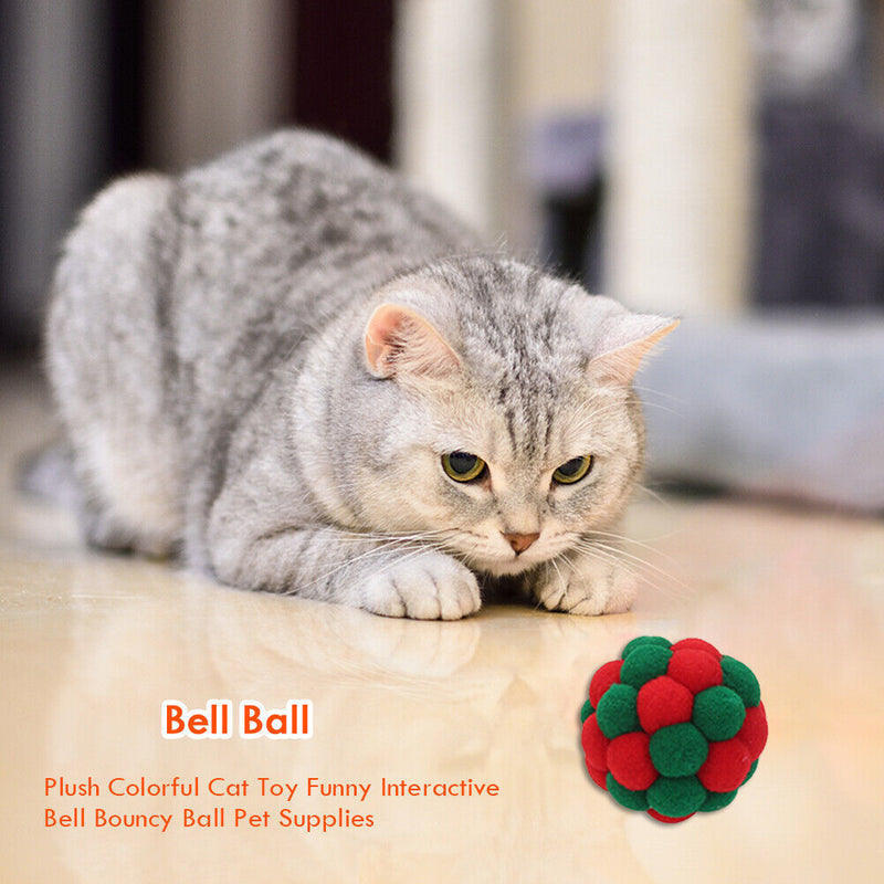 3pcs Pet Interactive Colorful Traning Bells Ball Kitten Play Chewing Bouncy T