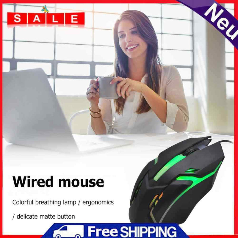 120cm USB 5500DPI 2 Buttons LED Business Mouse Optical Ergonomic for Game Office