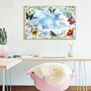 16x12 inch Full Round Diamond Painting Butterflies on Lilies Rhinestone Picture
