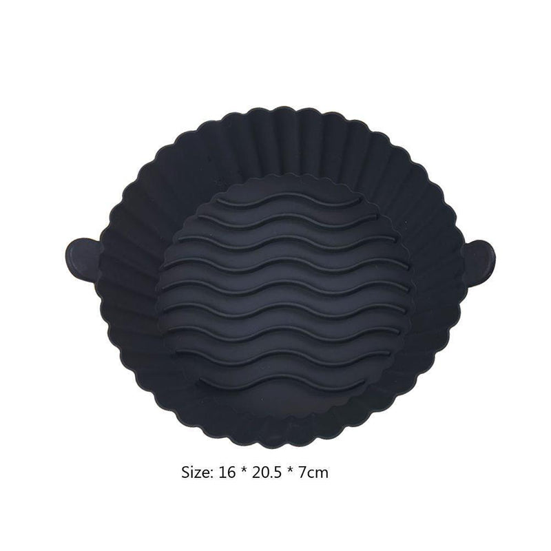 Silicone Air Fryer Liner Non-Stick Fryer Basket Steamers Oil Mat (Black)