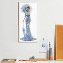 Blue Dress Beauty 5D DIY Full Round Diamond Painting Art Craft Home Decor G