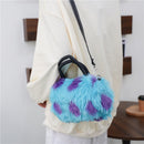 Fashion Women Animal Print Plush Leather Purse Crossbody Shoulder Messenger Bag