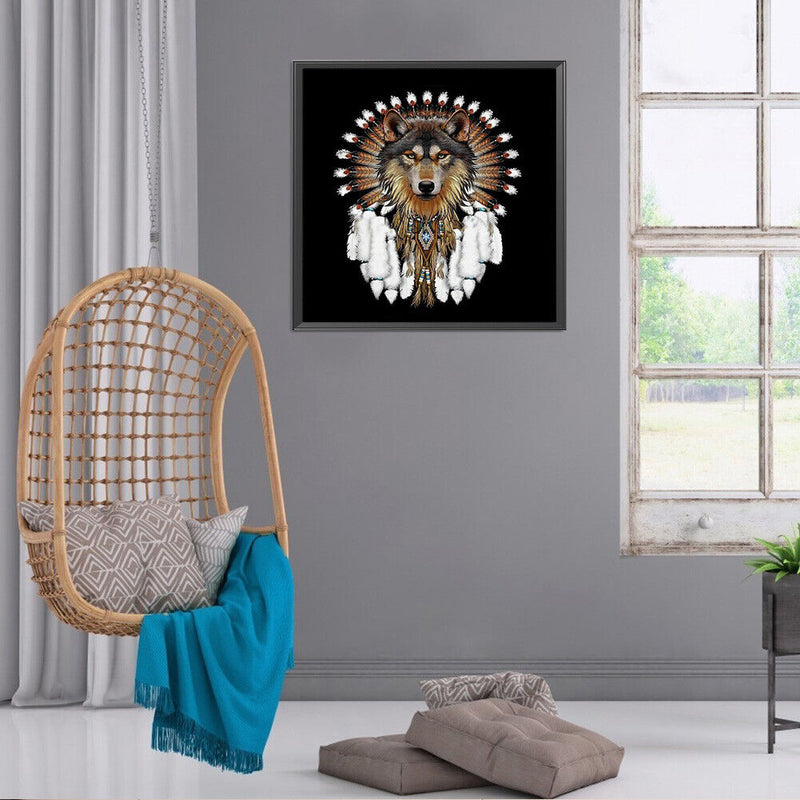 5D DIY Diamond Painting Kits Wolf Dream Catcher Full Round Drill Wall Decor Art
