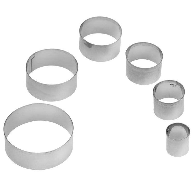 6pcs Stainless Steel Round Sugar Cutting Die Fondant Cake Mold Decor Tool