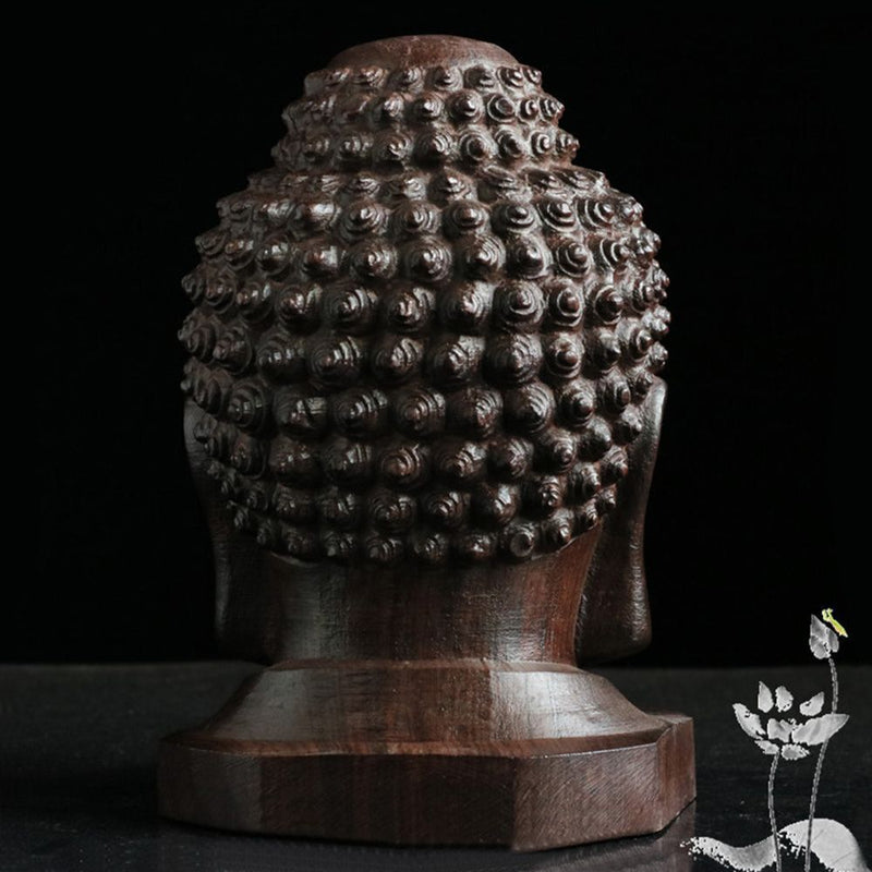 Decoration Sakyamuni Head Redwood Crafts Buddha Statue Tathagata Sculpture