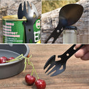 Multifunctional Stainless Steel Spork Fork Spoon Wrench for Picnic (Black) Newly