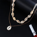 Women Beach Jewelry Cowry Seashell Pendant Bohemian Multilayer Shell Necklace