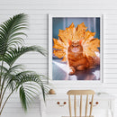 Orange Cat 5D DIY Full Round Drill Diamond Painting Rhinestone Handmade Cra