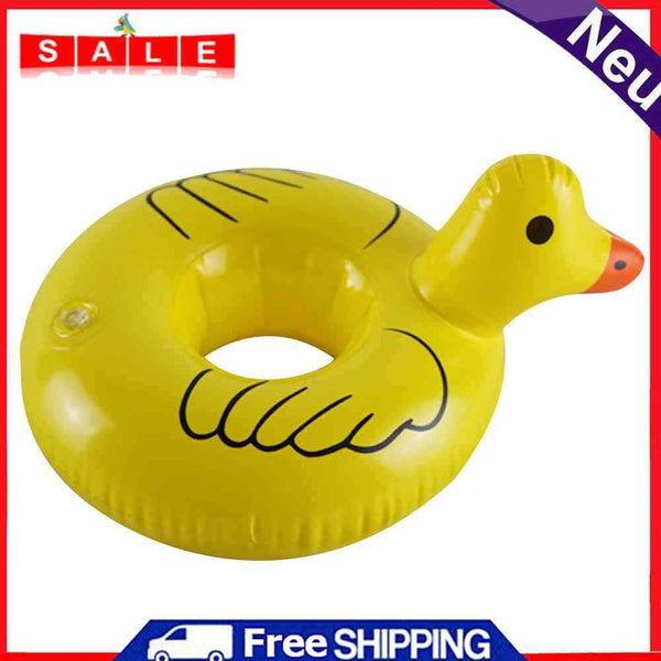 Inflatable Cup Holder Cute Yellow Duck Drink Stand Swimming Pool Float Coasters