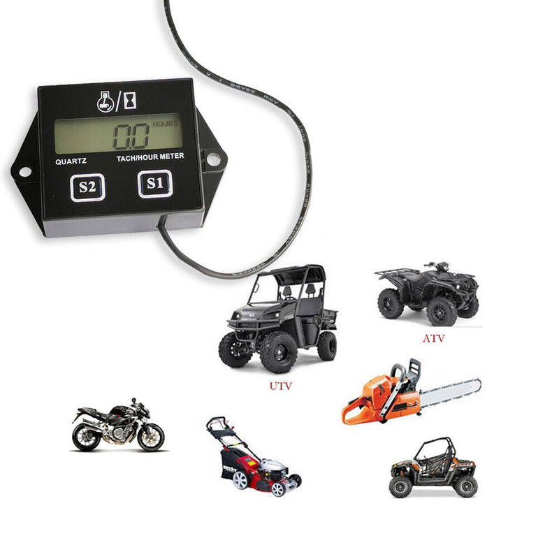 Digital Motorcycle Tach Hour Meter Motorbike ATV Boat Engine Gauge Tachomet