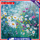 11CT Full Embroidery Daisy Bush Cotton Print Cross Stitch Kit Home Decoration