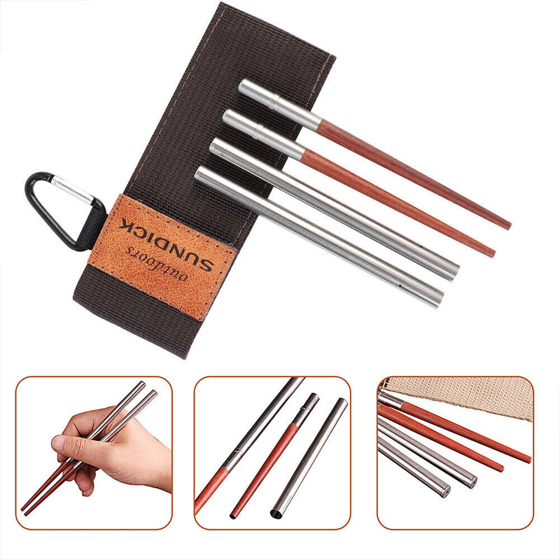 Foldable Chopsticks, Detachable Collapsible Wood Chopsticks with Storage Ba