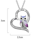 Shiny Diamond Necklace Owl Pendant I Love You Forever Heart Animal Necklace