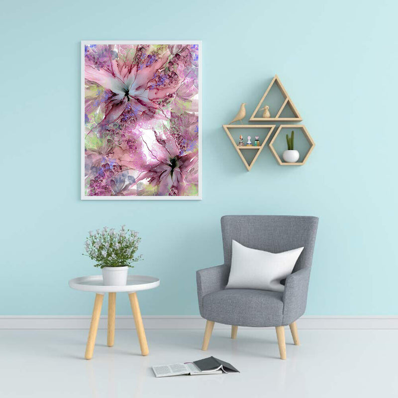 Pink Flower Oil Paint By Numbers Picture DIY Art Home Decoration Gift No Fr