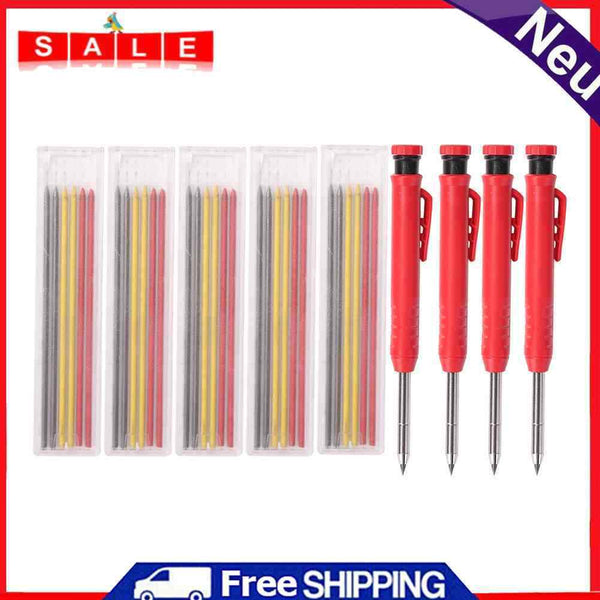 Carpenter Pencil with 30 Refills, Integrated Pointer, Mechanical Marker with