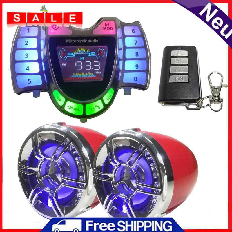 Waterproof Motorcycle Bluetooth Audio System Stereo Speakers Radio USB Charger