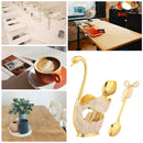 Light luxury Fruit Spoon High-end Metal Swan Base Holder Metal Coffee Spoon Set