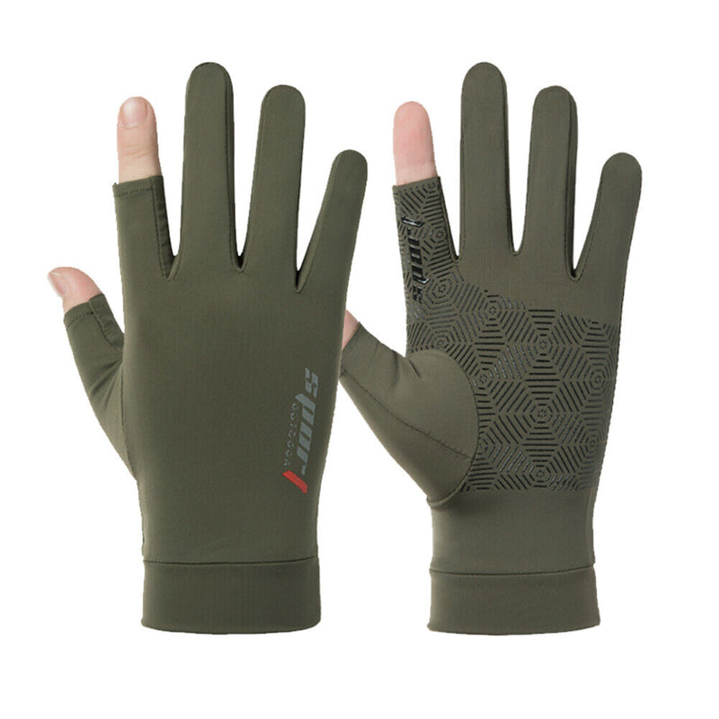 1 Pair Fishing Gloves Anti-slip 2 Fingers Cut Ice Silk Summer Fishing Prote