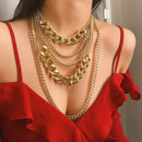 Jewelry Exaggerated Punk Choker Multi-layer Thick Curb Chain Pendant Necklace