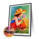 Diamond Painting 5D DIY Picking Flower Kids Full Round Drill Rhinestone Kit
