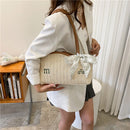 #A Irregular Straw Shoulder Bag with Scarf Beach Summer Woven Designer Tote Hand