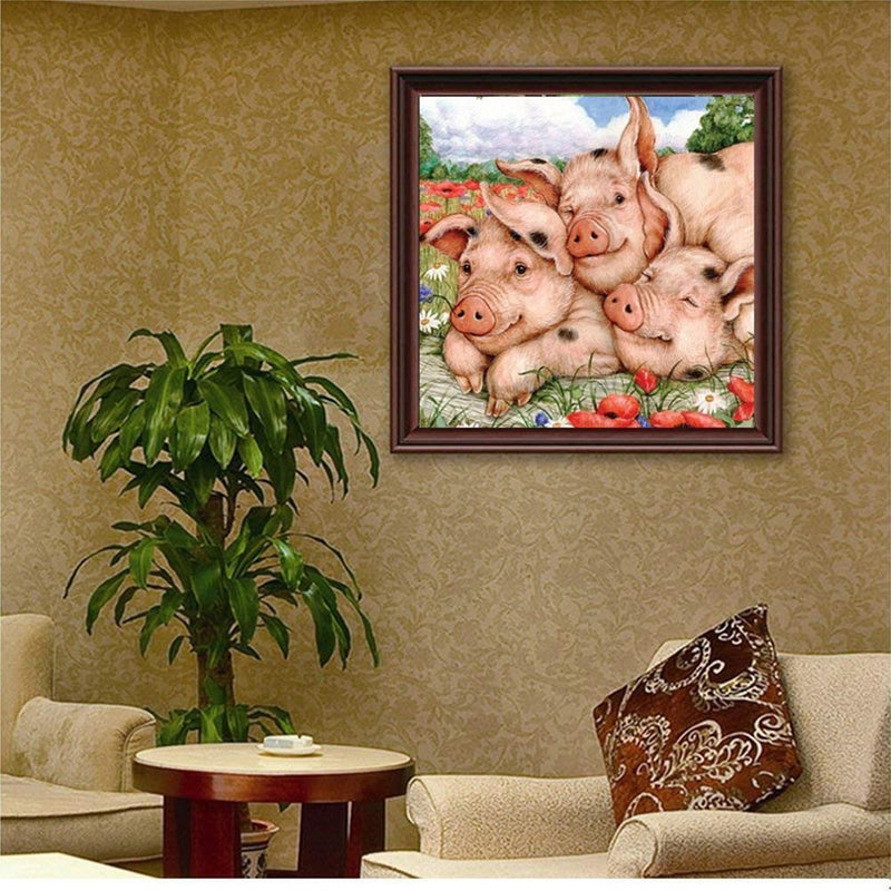 5D DIY Full Drill Diamond Painting Pink Pig Cross Stitch Embroidery Craft Newly