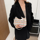 Colorful Prints Clutch Bag Women Jacquard Chain Shoulder Underarm Chain Handbag
