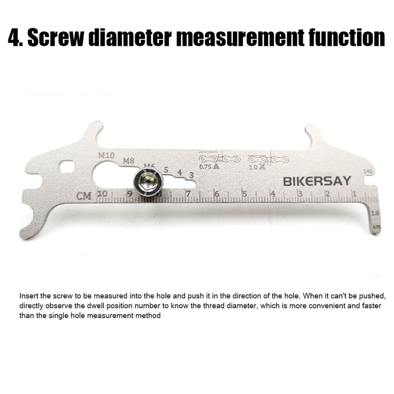 BIKERSAY 7 in 1MTB Road Bicycle Chain Wear Indicator Chain Checker Ruler Ga