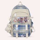 Fashion Canvas Patchwork Clear Backpack Women Large Capacity Knapsack Handbag