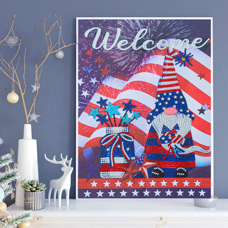 5D DIY Diamond Painting Kits Partial Special Shape Drill Welcome Gnome Arts