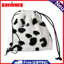 Women Plush Crossbody Bag Cow Print Casual Shoulder Drawstring Mini Handbags