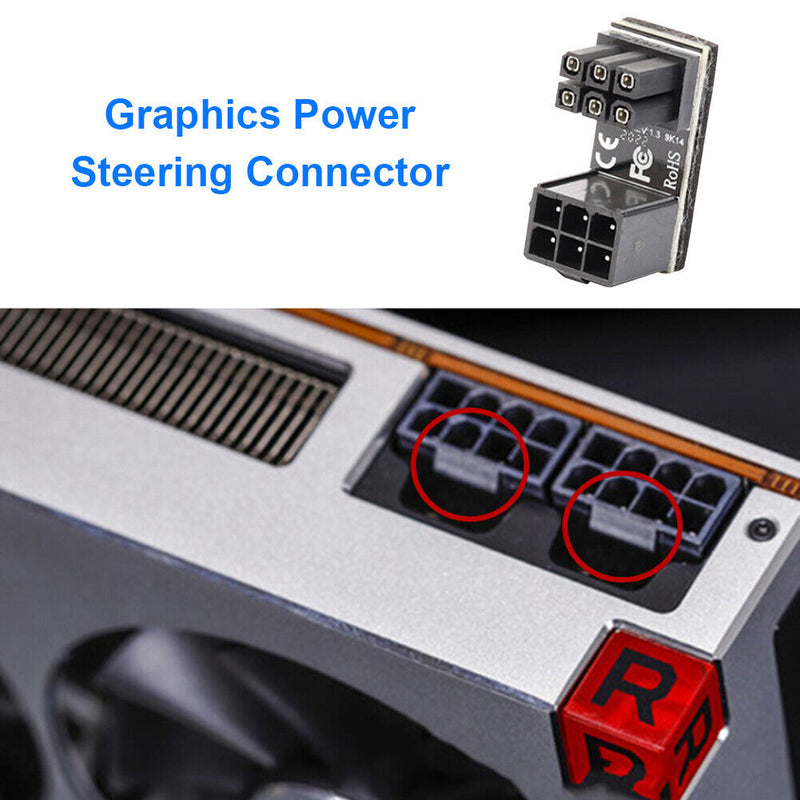 ATX 6 Pin Female to Male 180 Degree Down Angled Adapter for Graphics Card