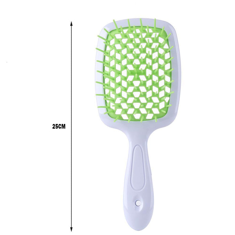 3pcWide Teeth Air Cushion Comb Scalp Massage Salon Hair Brush (White Green)