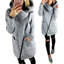 Women Autumn Winter Clothes Warm Fleece Jacket Slant Zipper Collared Coats