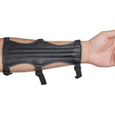 Outdoor Archery Shoting Cow Leather 3 Strap Arm Guard Protection Black Newly