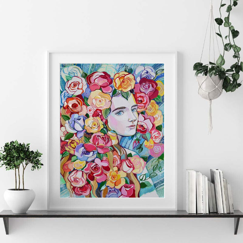 Flower Girl Oil Paint By Number Canvas Drawing DIY Picture Art Craft Home Decor